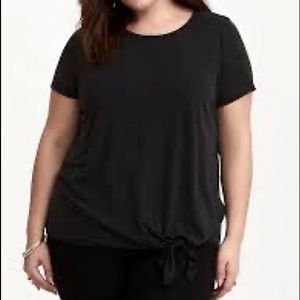Torrid Black Soft Stretchy Cupro Front Tie Tee